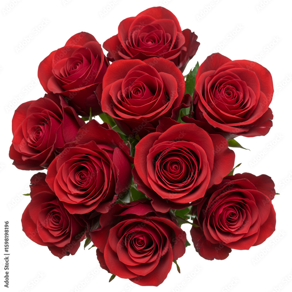 Obraz premium Isolated Photo Red Rose Bouquet on Transparent Background