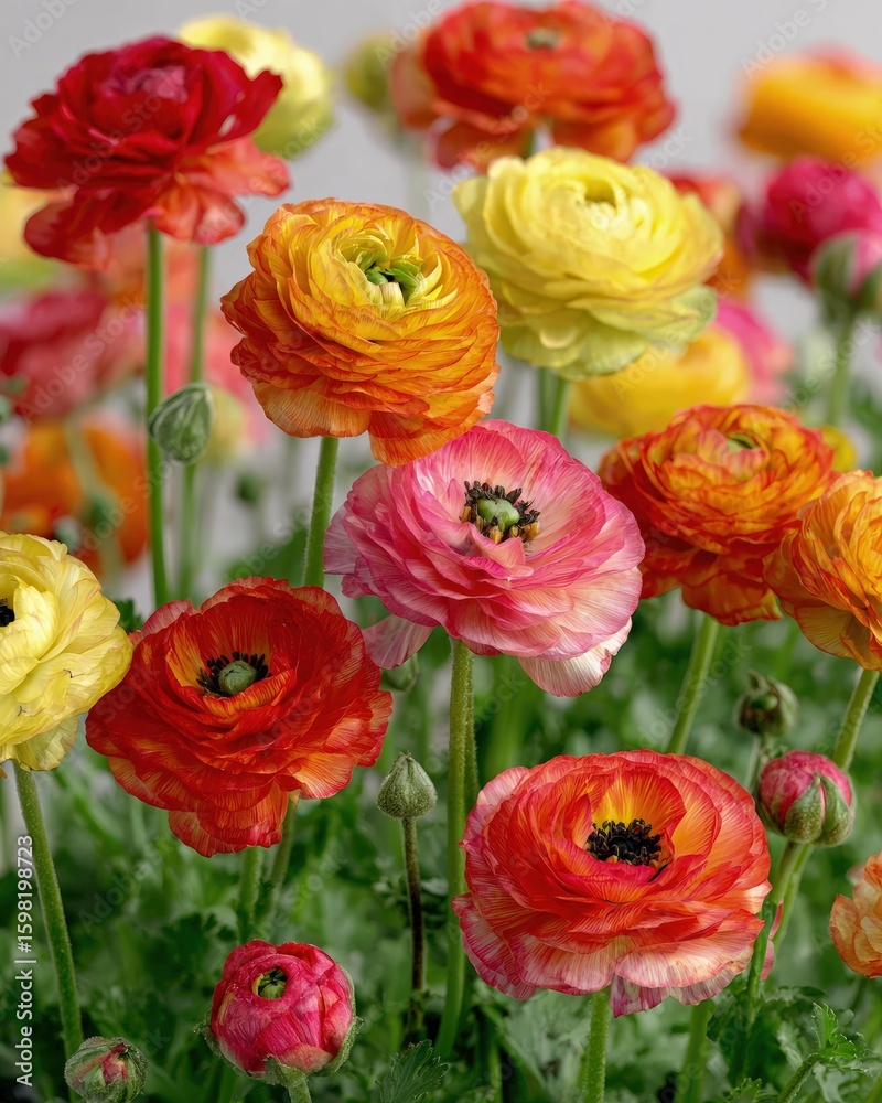 Fototapeta premium Colorful Mixed Ranunculus Flowers