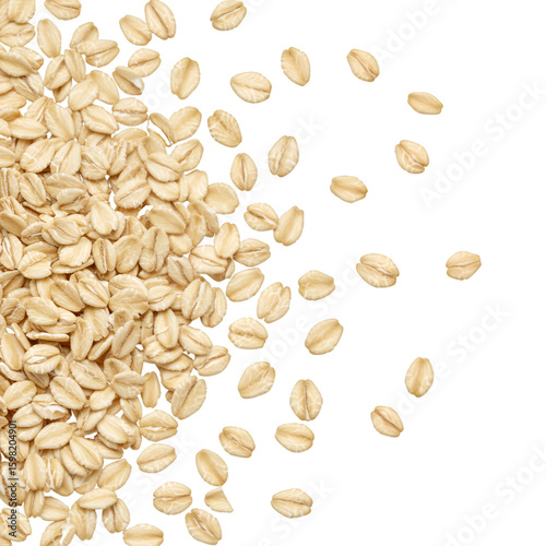 Oatmeal Flakes Isolated on Black Background Photo