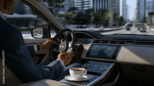 Experience seamless urban commuting with a professional driver in a sleek electric sedan.