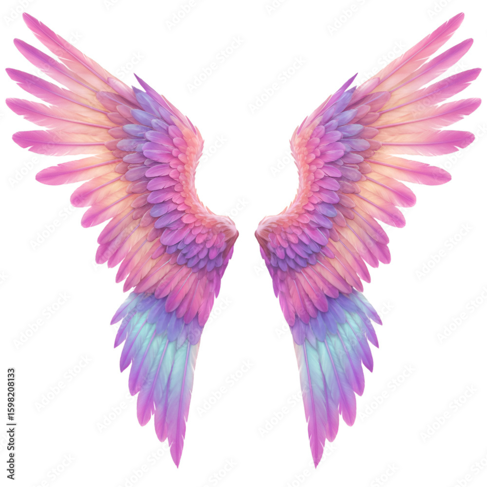 Obraz premium Pair of Pink Purple Teal Gradient Illustration Wings