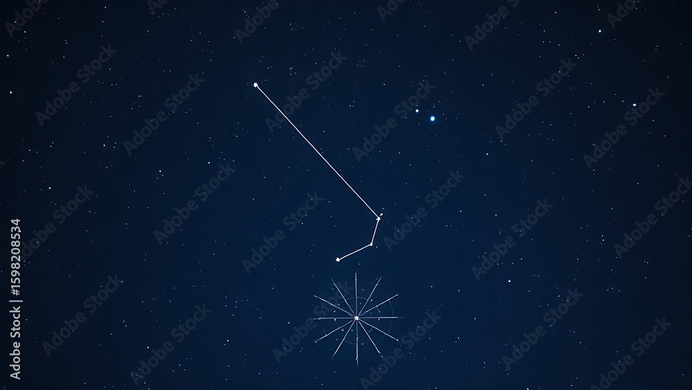 Fototapeta premium The Ursa Minor constellation glowing brightly, linked to Polaris by a celestial thread of light.