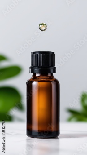 Natural grape seed extract background. Graceful Dropper Bottle Featuring Grape Seed Extract Against a Soft Background with Natural Elements