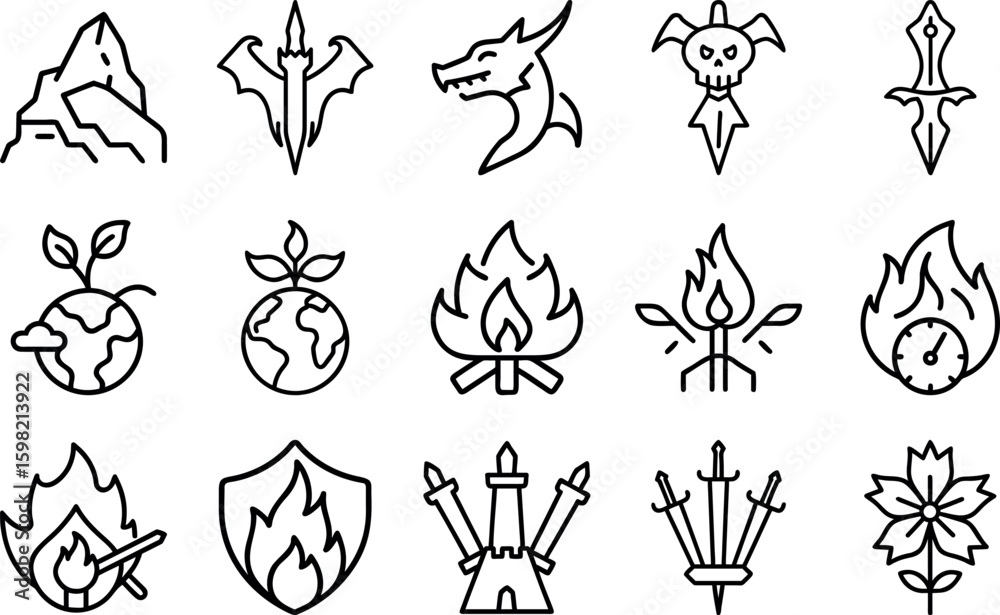 Fototapeta premium Set of Castle Icon