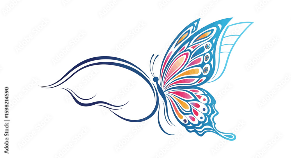 Fototapeta premium Elegant Butterfly with Swirl Design