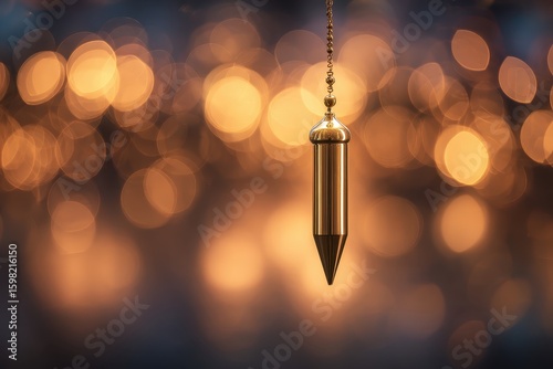 Pendulum swinging, hypnotizing, illuminated background. Potential time, physics use