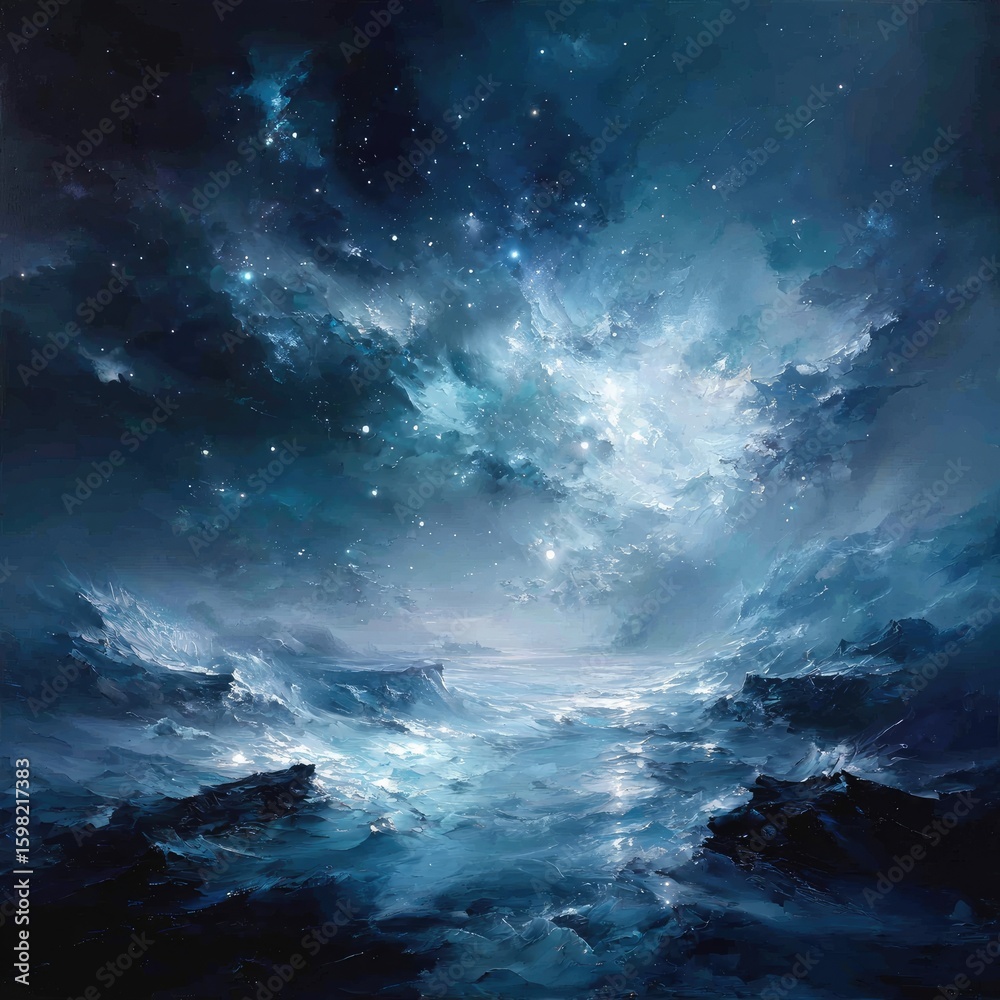 Fototapeta premium Celestial Night Sky Landscape