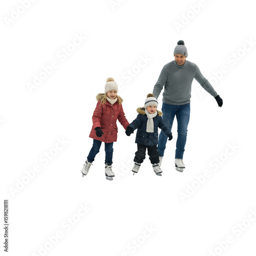 Photo of Family Ice Skating Fun in Winter
