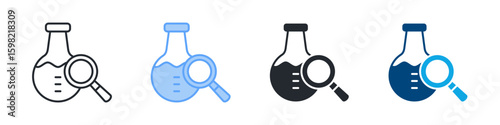 Analyzer Icon Set Multiple Style. Designed In Outline, Blue, Glyph, Dual Tone