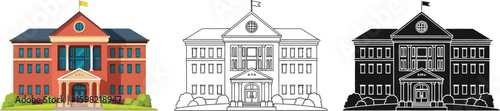 University library illustration vector college building architecture design