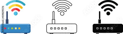Wifi router vector illustration set wireless internet connection technology