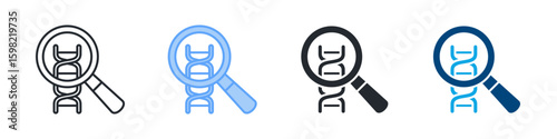 Genetics Icon Set Multiple Style. Designed In Outline, Blue, Glyph, Dual Tone