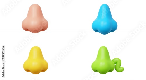 Four colorful cartoon noses on white background