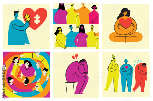 Take care of your body, take care of your health and mind. Increase awareness of mental health. Mental Health Awareness Month. Control, Prevention campaign and protection.