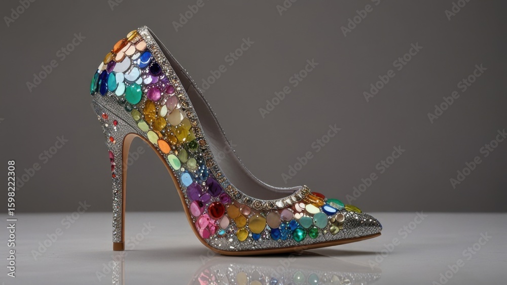 Obraz premium Iridescent Rainbow Opal Stilettos with Dazzling Crystal Embellishments