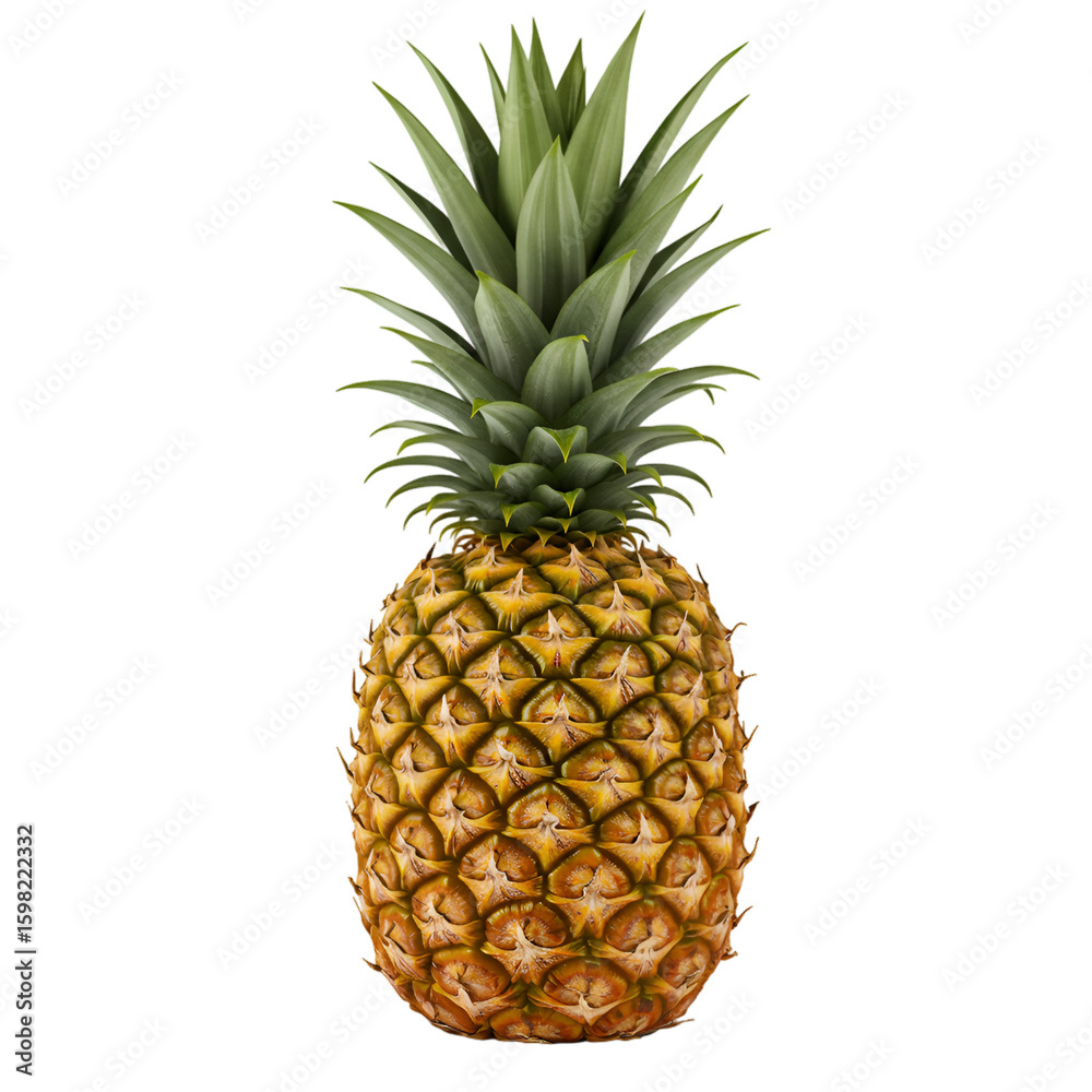 Fototapeta premium Photorealistic Ripe Pineapple Isolated on Black Background