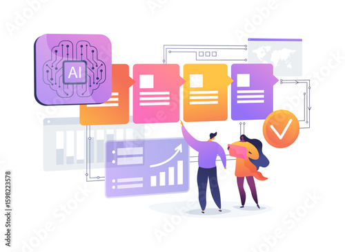 AI-Optimized Workflow Automation abstract concept vector illustration.