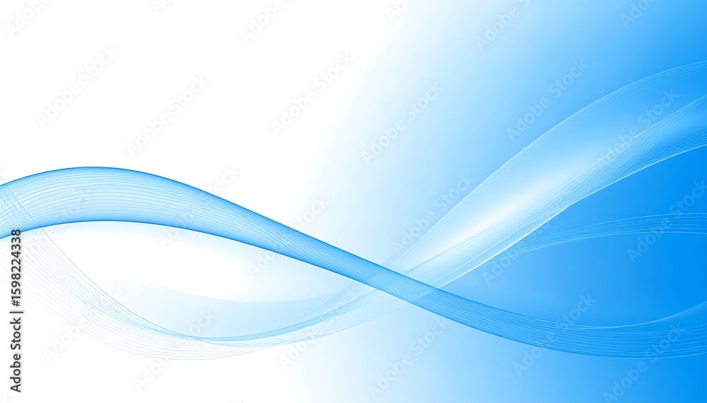 Fototapeta premium Abstract Blue Wave Background Design Smooth flowing lines create a dynamic elegant visual with a gradient from white to light blue perfect for presentations or website headers