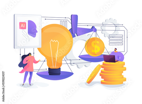 AI for Startup Valuation abstract concept vector illustration.