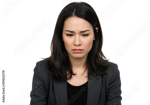 Portrait of Sad Businesswoman on Black Background