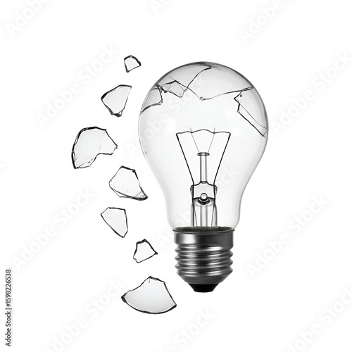 Photo of Broken Light Bulb on White Background