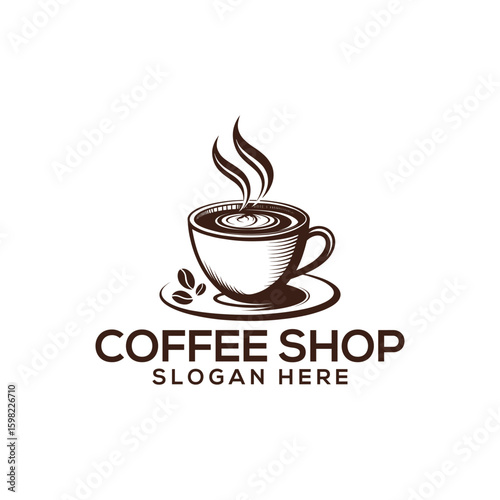 coffee silhouette logo vector line art logo design