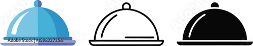 Find elegant food cloche vector illustrations for restaurant and catering needs