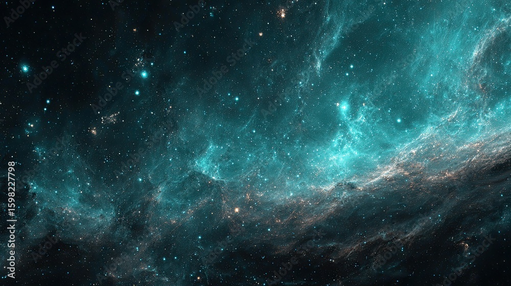 Fototapeta premium Abstract Turquoise And Teal Nebula In Space