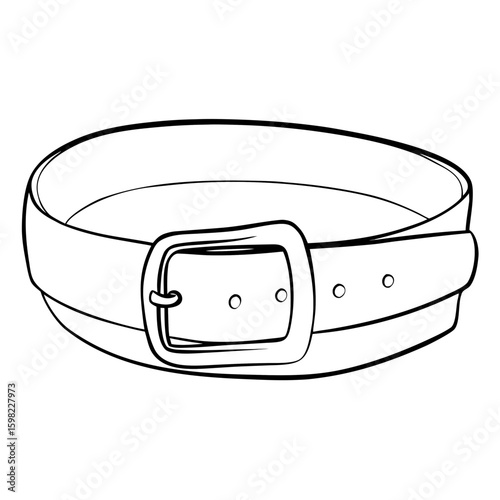 Simple black belt with buckle in minimalist illustration style  