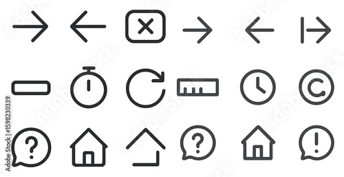 Navigation and interface outline icons set – linear, line, ui essentials