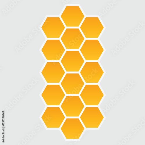 Abstract pattern seamless yellow hexagon honeycombs on a white background. Honey comb background pattern symbol vector design