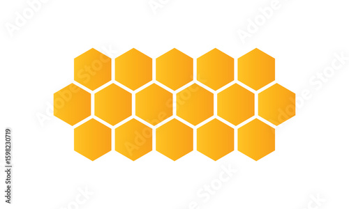 Abstract pattern seamless yellow hexagon honeycombs on a white background. Honey comb background pattern symbol vector design