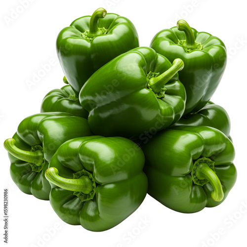 Pile of Fresh Green Bell Peppers Isolated Photo