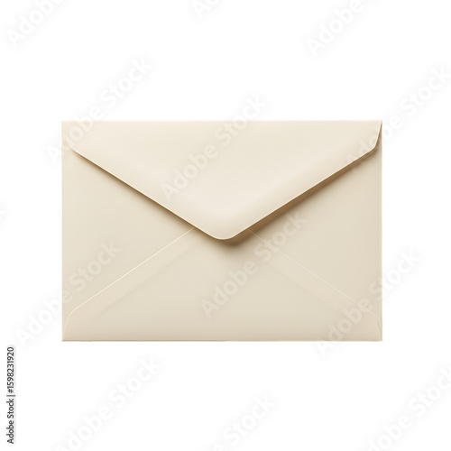 Realistic Closed Cream Envelope Isolated on Transparent Background