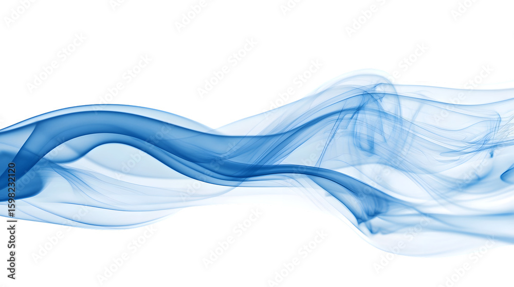 Naklejka premium Blue Abstract Smoke Waves on White Background Isolate