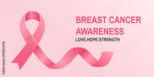 Breast Cancer Awareness Month Vector with Pink Ribbon. October Campaign Graphic for Hope, Prevention, and Women's Health Support