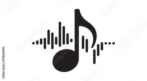 Music and sound waves illustration representing rhythm, frequency, and melody in visual form, creating a harmonious symbol for audio experiences
