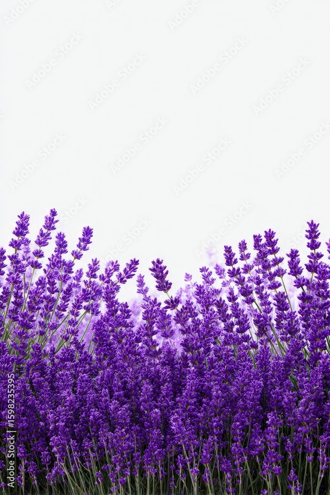 Naklejka premium Beautiful Lavender Field Against White Background