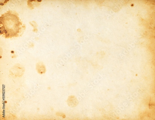 Vintage aged paper texture with brown coffee stains and worn edges. Old parchment background for a grunge or retro design concept.