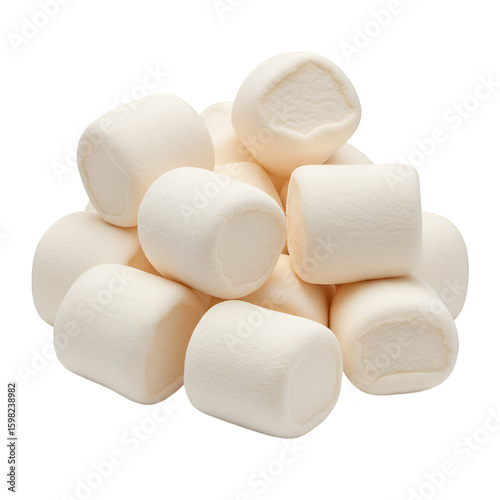 Pile of White Marshmallows on Transparent Background