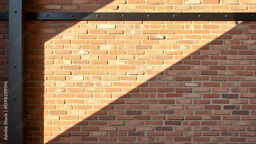 Fototapeta premium Industrial-style wall featuring exposed brick and metal accents with directional lighting.