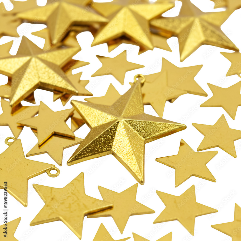 Obraz premium Pile of Gold Stars on Transparent Background