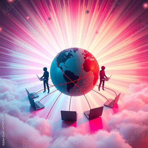 Global Network Connectivity: Connecting People and Data Worldwide with Laptops.