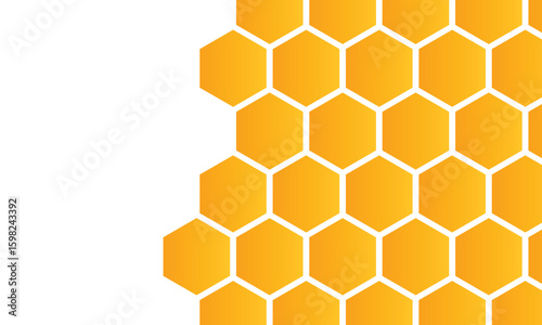 Abstract pattern seamless yellow hexagon honeycombs with negative space on white background