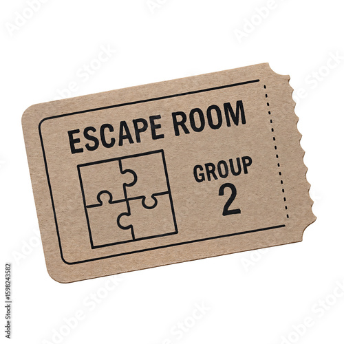 Brown escape room ticket featuring a puzzle design, ideal for team-building and adventure seekers.