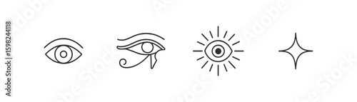 Mystical, occult outline icon set. eyes, stars symbol icons line collection