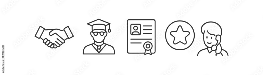 Business and education line icon set. professional, academic, career symbols collection Business and education line icon set. professional, academic, career symbols collection