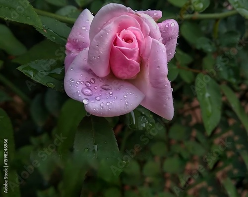 Delicate Pink Rose with Water Droplets