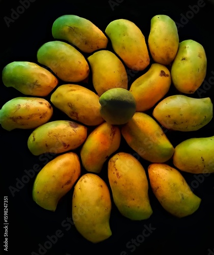 Mango Arrangement on Black Surface