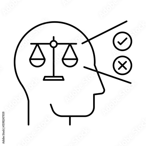 Decision Making Icon – Balance Scale Representing Weighing Options. Editable Stroke.